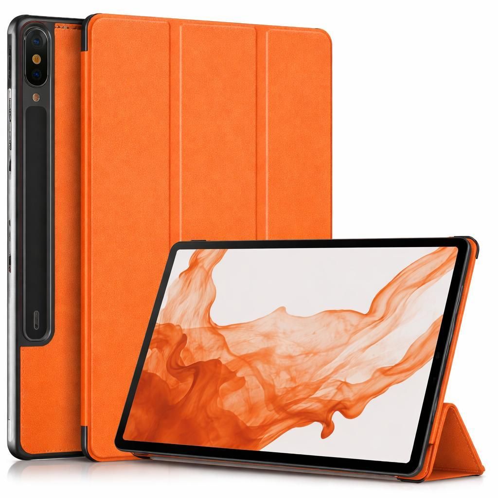 Schutzhülle für Samsung Galaxy Tab S7 FE S7 Plus S8 Plus 12.4 Hülle Case Smart Cover X800 X806 T970 T975 T976 Wake Up Sleep Etui Stand - ORANGE