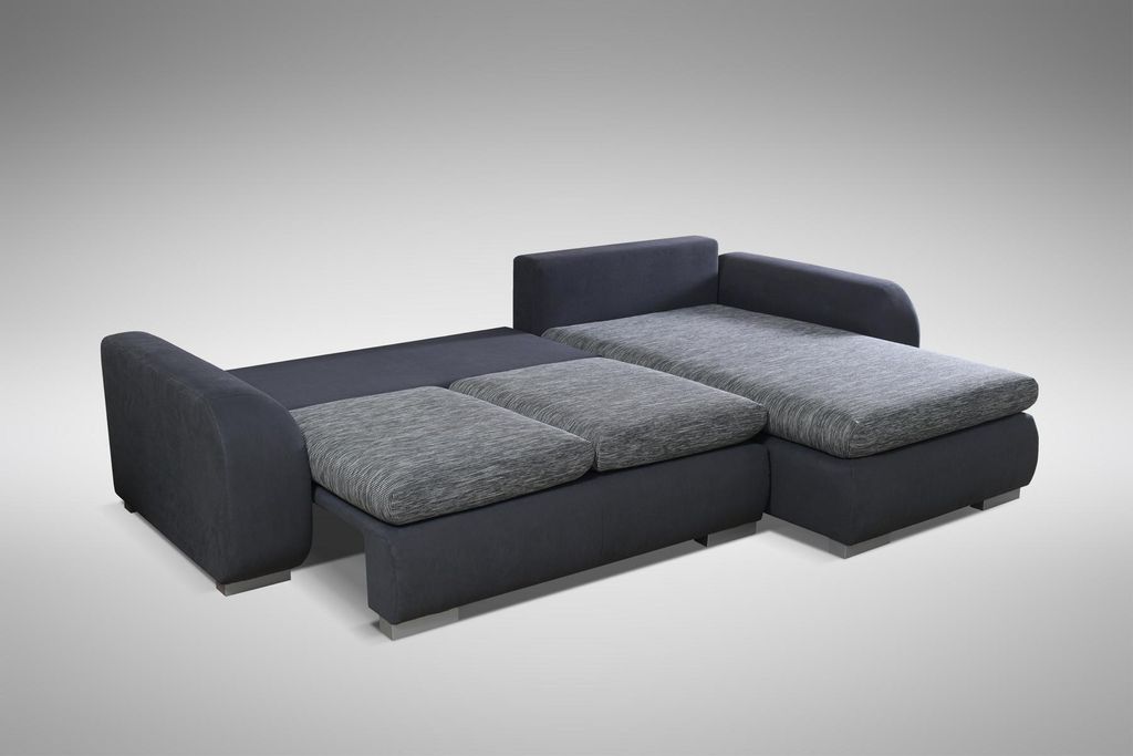 Ecksofa Bettfunktion Couch Graue Polster Couchen Textil Produktbild 