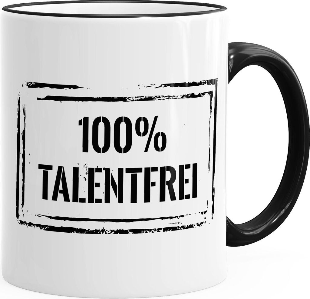 Kaffeetasse 100 % talentfrei hundert prozent MoonWorks schwarz unisize
