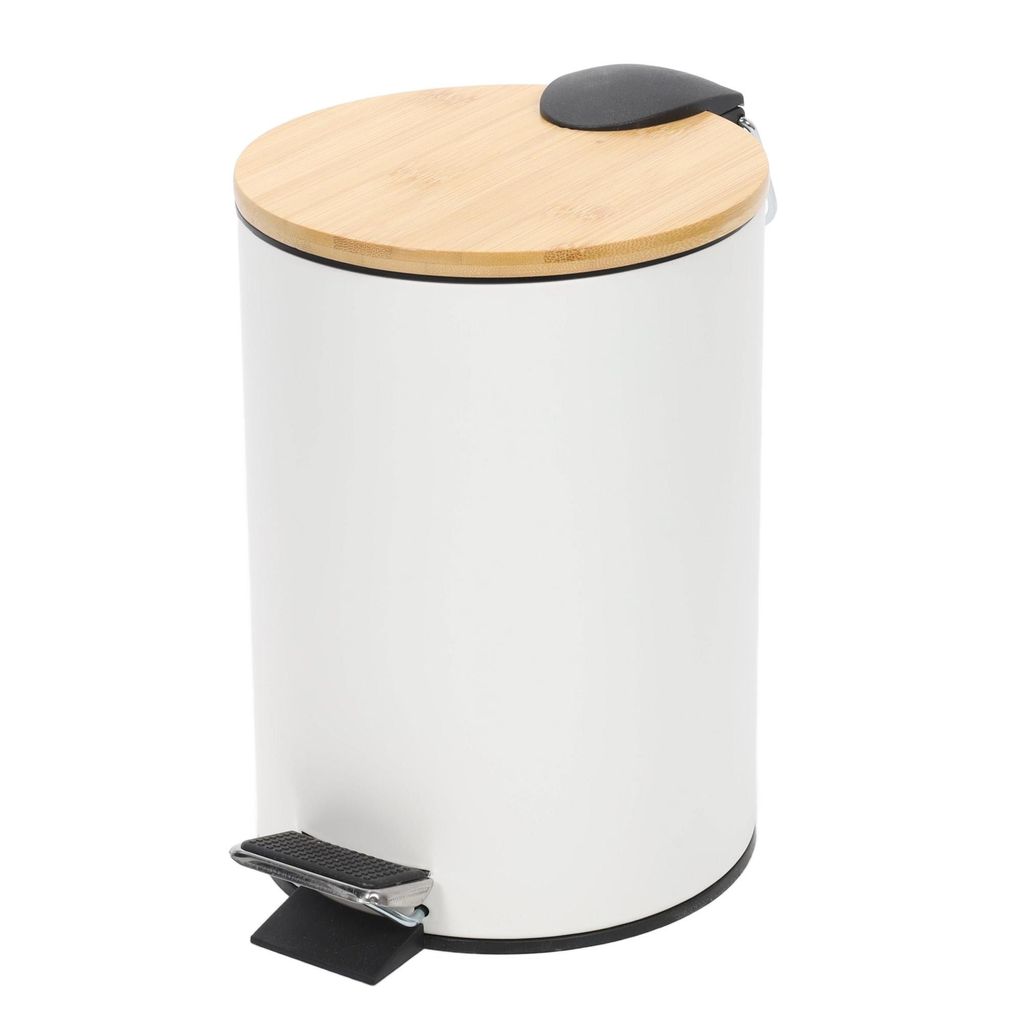 Cestino per bagno con bambù ZETRU, 3 l, bianco Immagine del prodotto 
