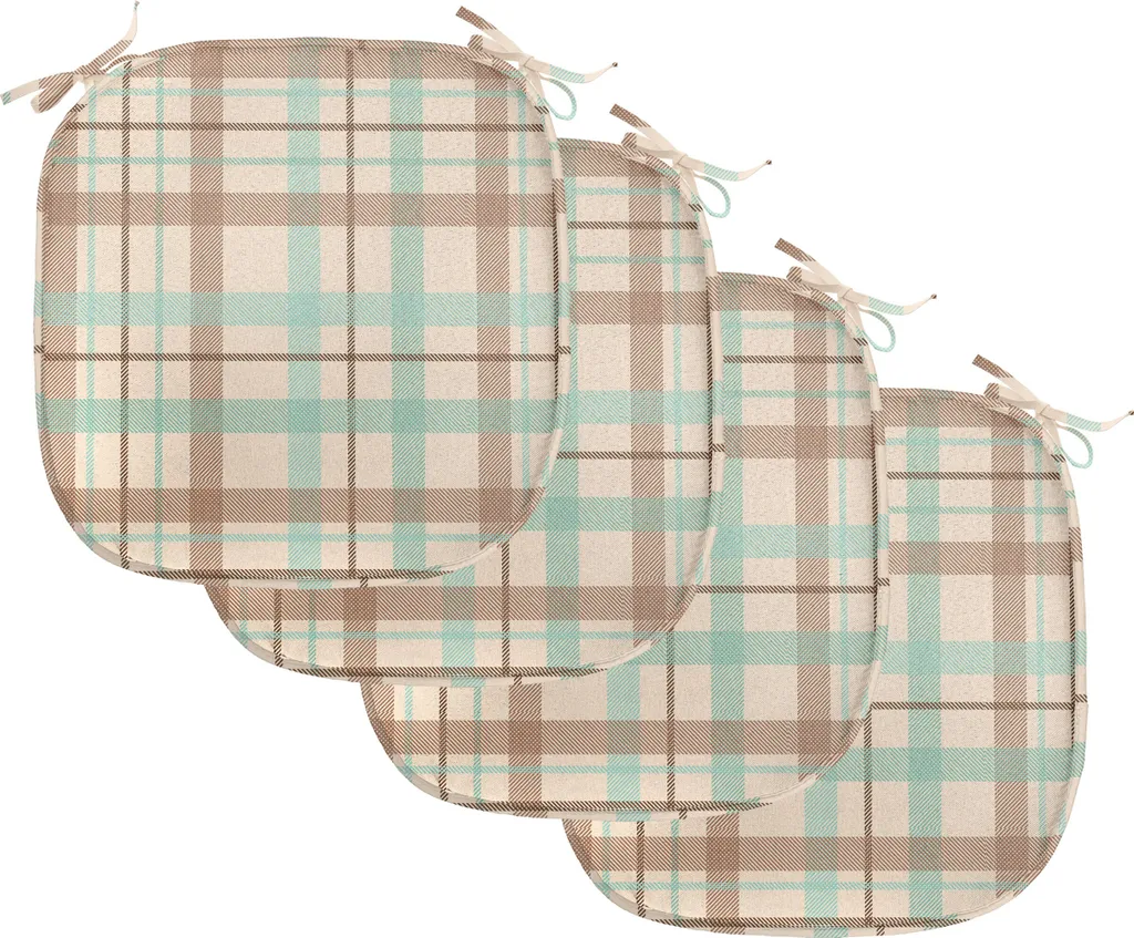 Cuscini Arredo Sedie 40x40 Tartan Beige Verde ABAKUHAUS 4pz