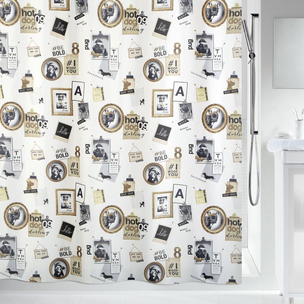 Spirella Anti-Schimmel Duschvorhang - Anti-Bakteriell, waschbar, wasserdicht, Polyester, „Pose“ 180x200cm Weiß