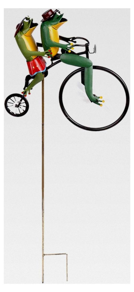 Windspiel für den Garten, Vintage-Fahrrad mit Fröschen, Metall-Windspiel, Gartendekoration, 3D-Skulptur