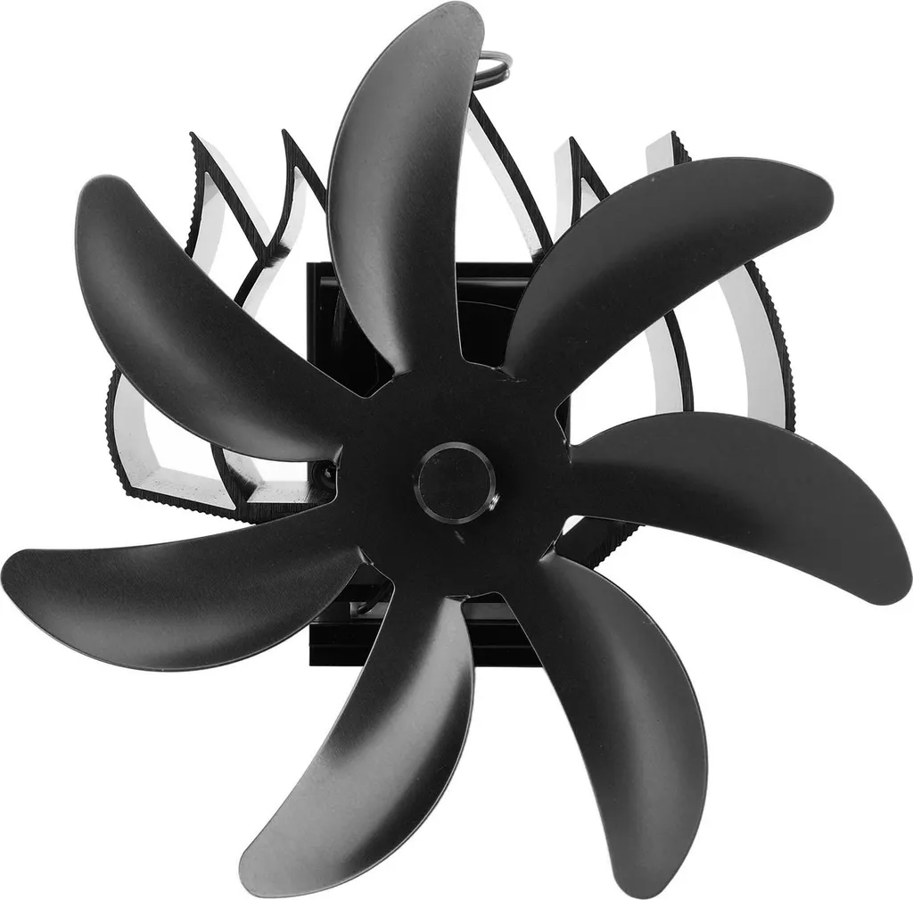 Ventilateur de poêle à bois 7 pales en aluminium noir pour cheminée
