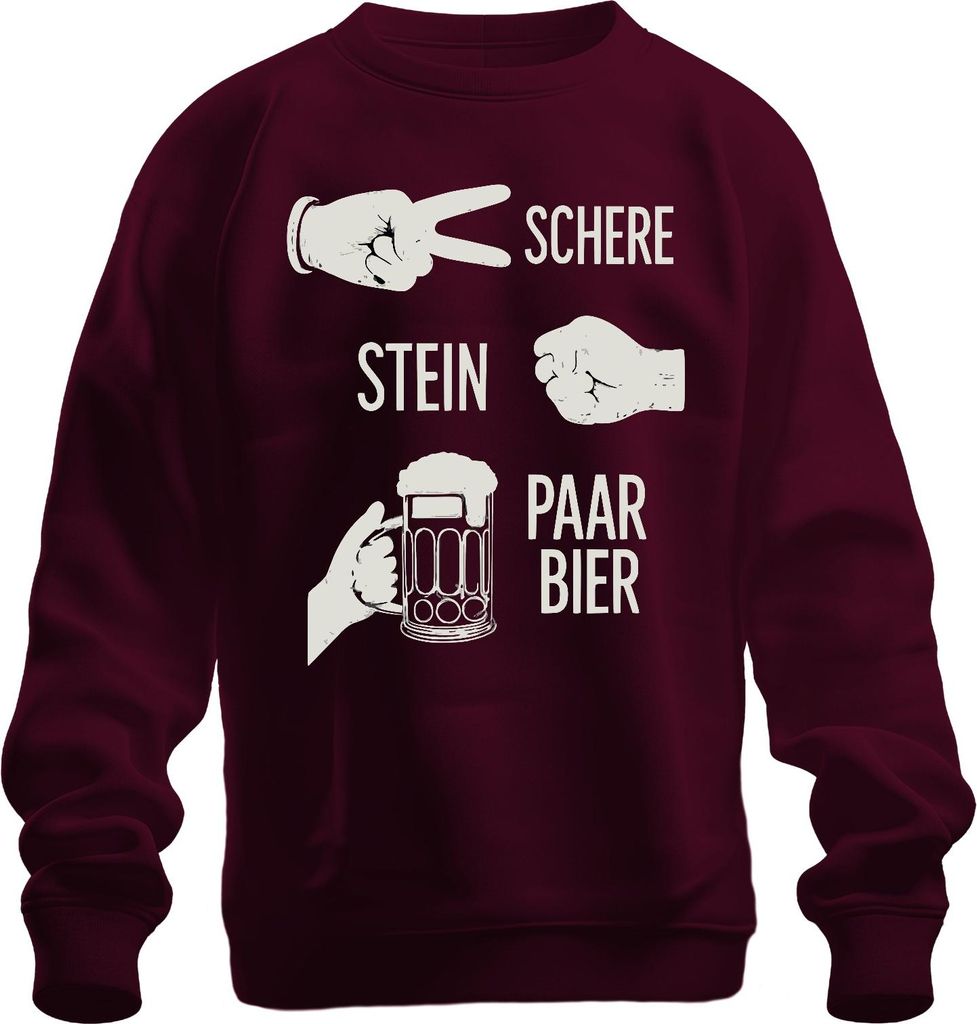 Schere Stein Paar Bier Lustig JGA Geburtstag Party Bierkrug Humor Uni Sweatshirt Pullover, Burgundy, XXL