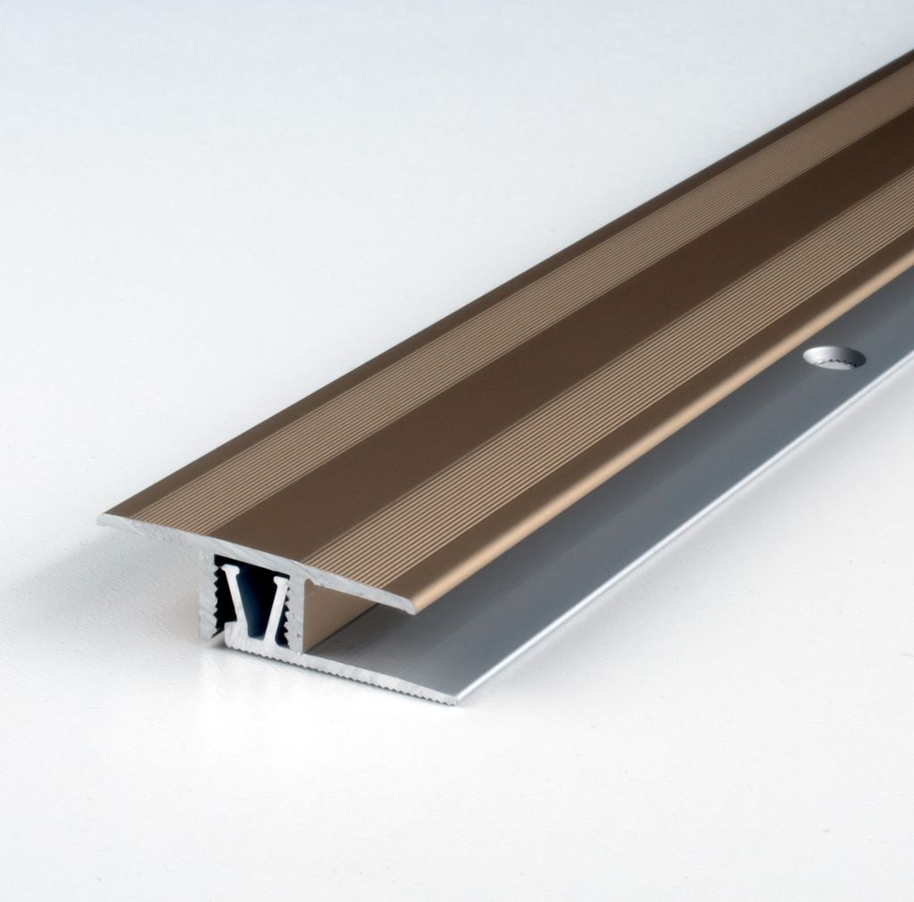 PROVISTON | Übergangs- & Ausgleichsprofil | Aluminium | 33.5 x 7 - 10 x 1000 mm | Bronze Hell | Bodenprofil | Metallprofil | Übergangsschiene