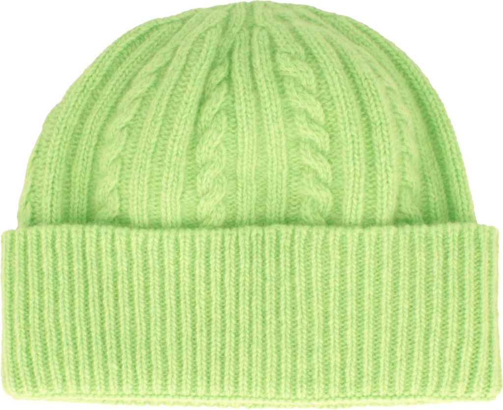 Zopf-Strickmütze mit Umschlag aus 100% Wolle von Hut-Breiter, grün, Gr. Einheitsgröße