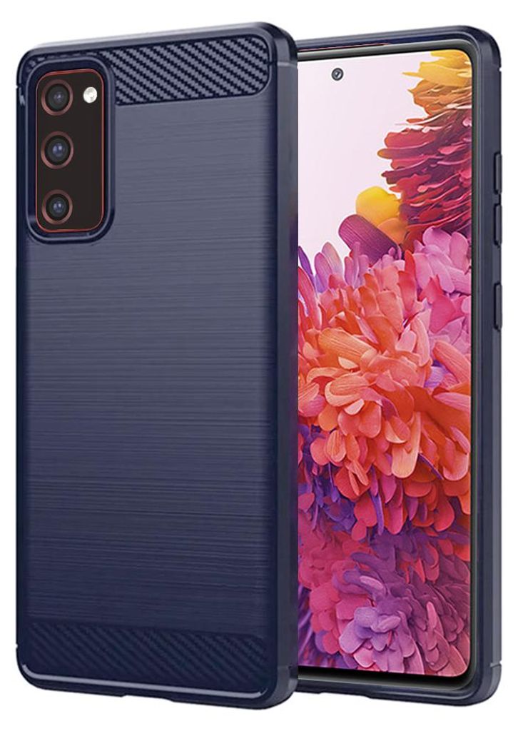 Techsuit Carbon Silicone Back Cover Hülle für Samsung Galaxy S20 FE - Blau