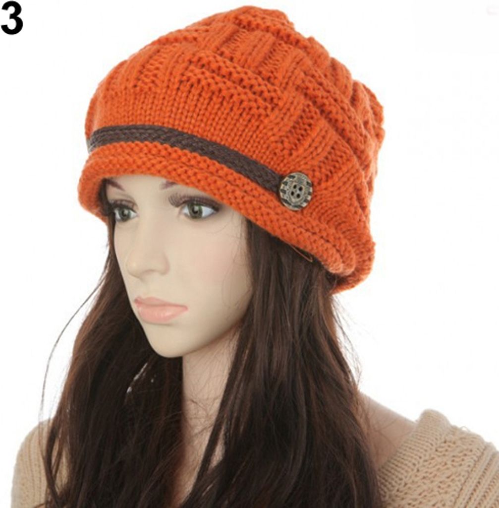 Damenmode Geflochtener Herbst Winter Warme Baggy Beanie Strick Häkel-Skimütze