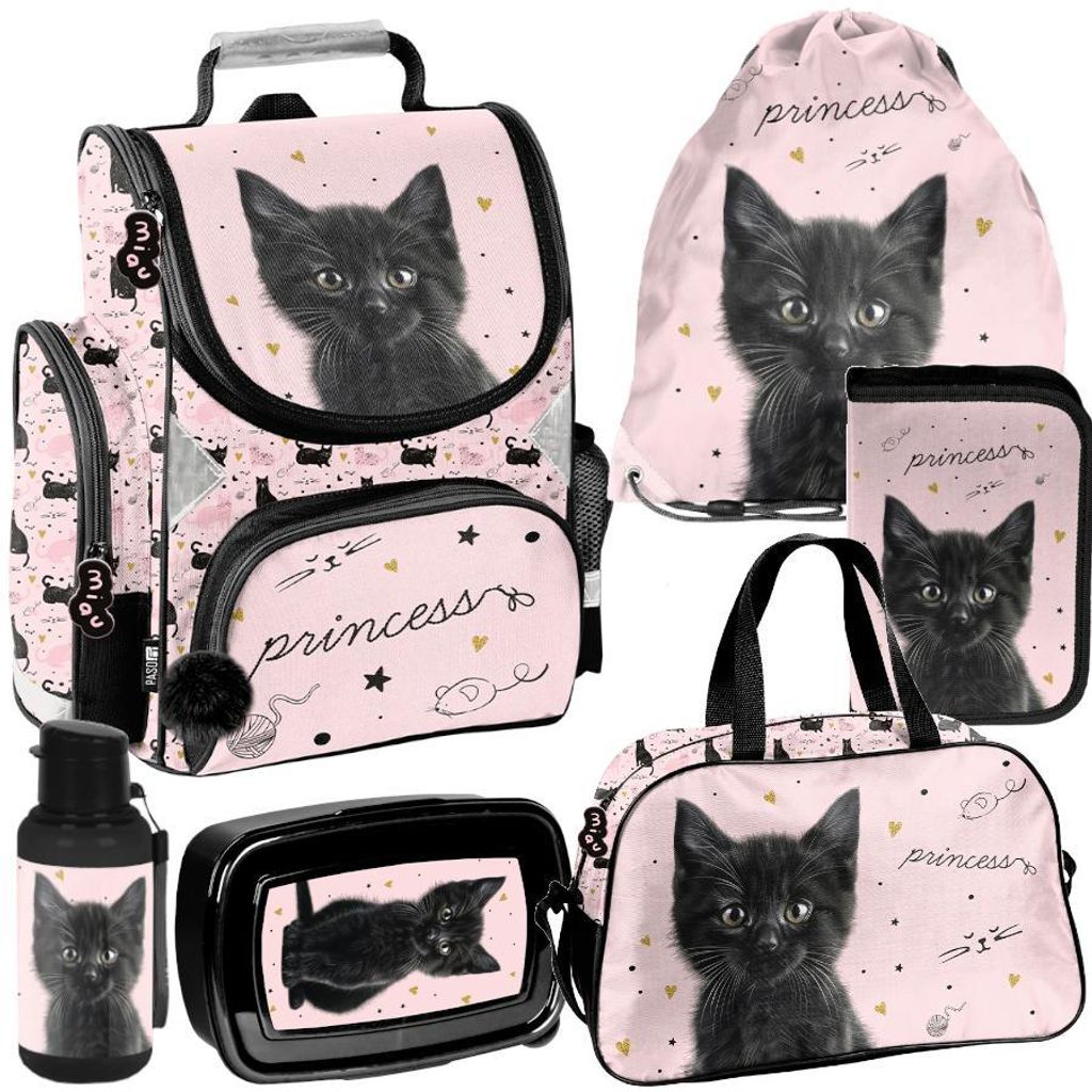 Schulranzen 6-tlg. Set für Mädchen & Jungen KITTY KATZE – Produktbild 