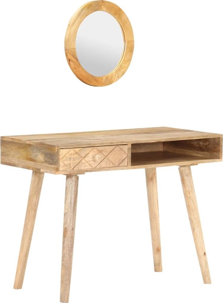 The Living Store Schminktisch 100x50x76 cm Mango Massivholz