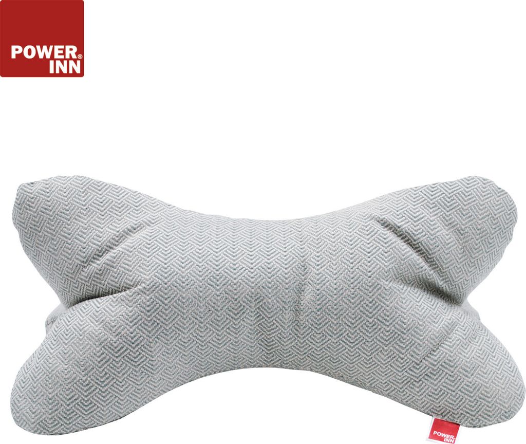 POWER INN Leseknochen de Luxe | Mint/Weiß mit Fischgrätmuster | Nackenkissen | Reisekissen