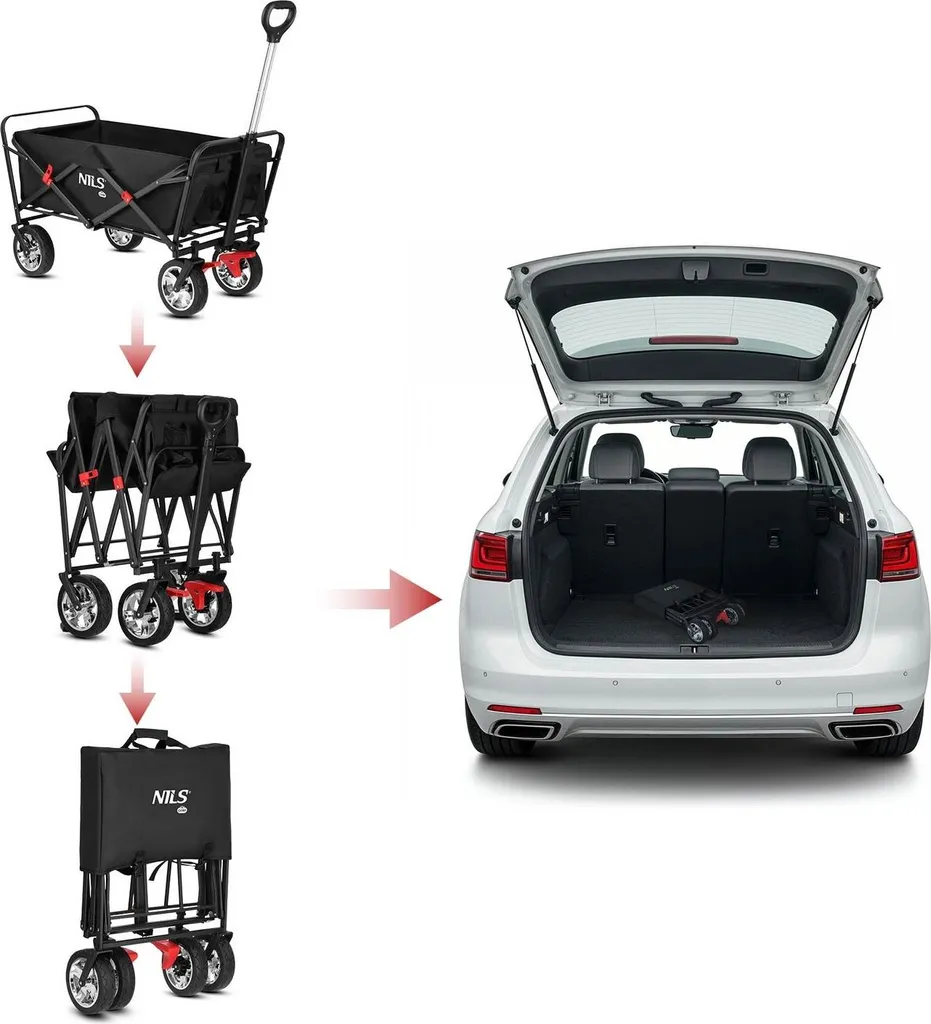 Wagon pliable 120 L haute capacité avec structure acier renforcée