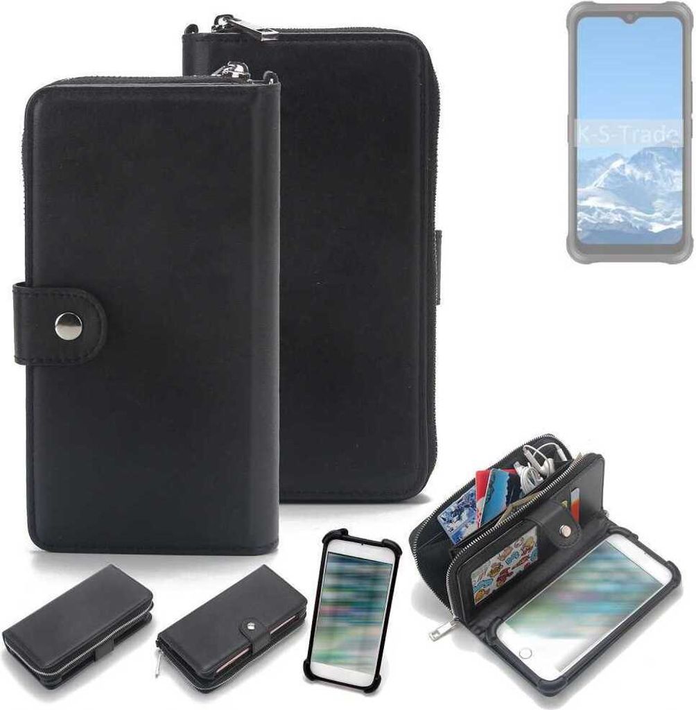 K-S-Trade 2in1 Handyhülle Schutzhülle kompatibel mit AGM Glory Pro & Portemonnee Cover Handy Hülle Case Etui Geldbörse Wallet Bookstyle Hülle