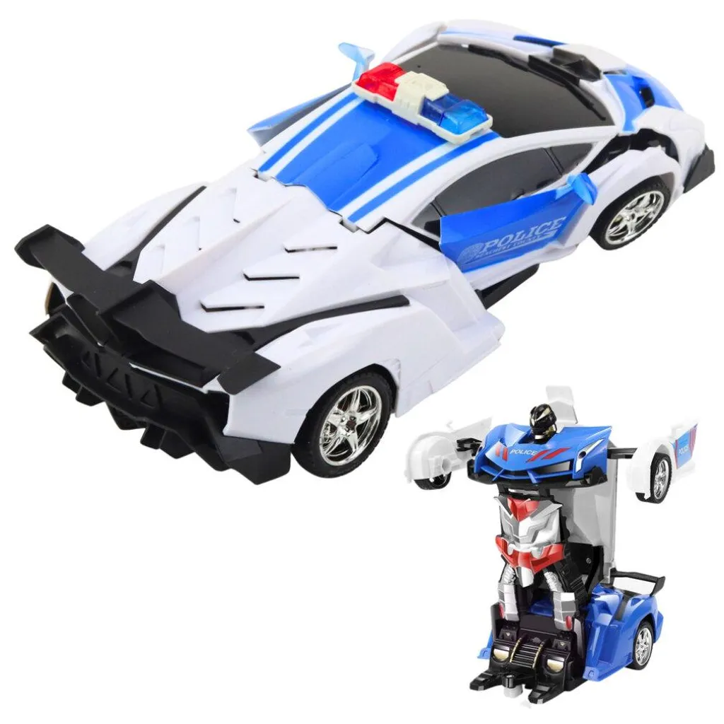 Voiture Robot 2EN1 Transformable Police Télécommandée - Bleu&Blanc