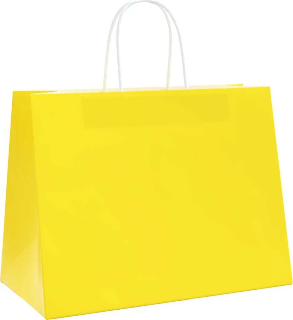 250 Sacchetti Carta Gialli 32x17x25 cm con Manici - Shopper Kraft Resistenti - 2