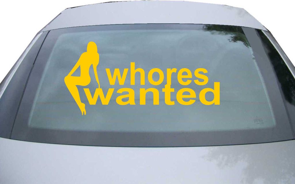 Indigos UG - Aufkleber Heckscheibe & Motorklappe DE6002 - gold - 600x285 mm - whores wanted - Auto Scheiben Fenster Heckklappe Tuning Racing JDM - ...