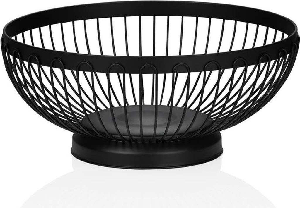 Tischkorb, Ø 21 cm, Höhe 9 cm, schwarz pulverbeschichtet, Chromnickelstahl
