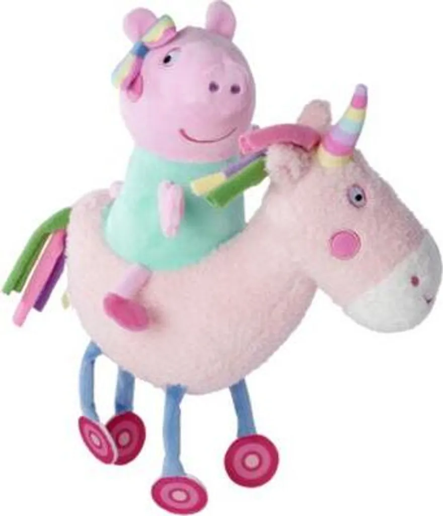 Peluche Peppa Pig avec Licorne Rose 25 cm - Doudou Doux pour Enfant