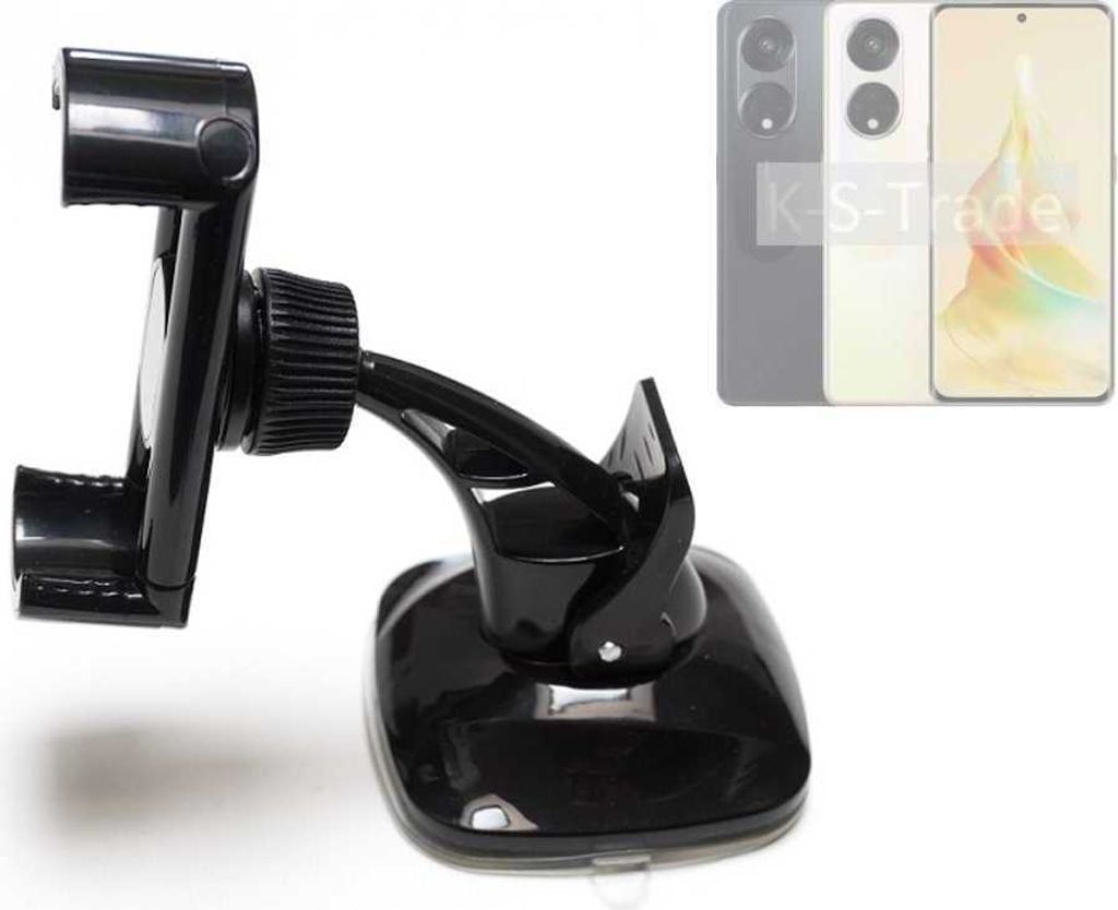 K-S-Trade kompakte Handy-Halterung Windschutzscheibe kompatibel mit Oppo Reno8 T Armaturenbrett schwarz Autohalterung KFZ Halter Scheiben-Halterung