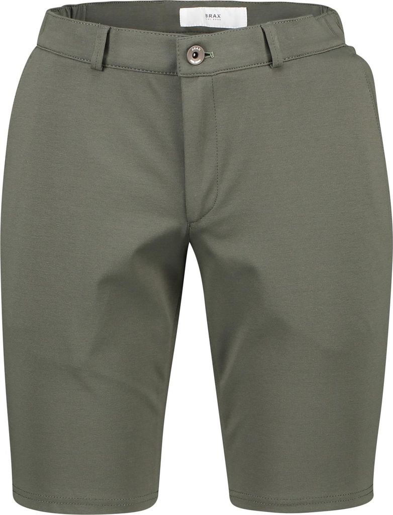 Brax Hi-Flex kurze Hose einfarbig grün Baumwolle Slim Fit