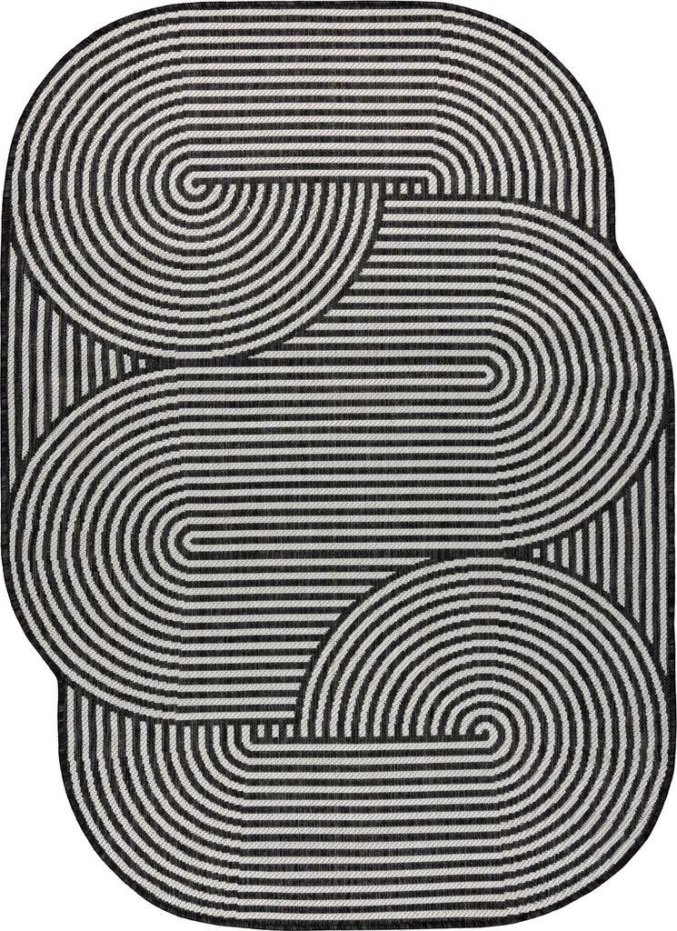 ORGANIC 1835 Sisalteppich Geometrisch Ecru / Schwarz – natürliche, moderne unregelmäßige Form Schwarz 160x220 cm