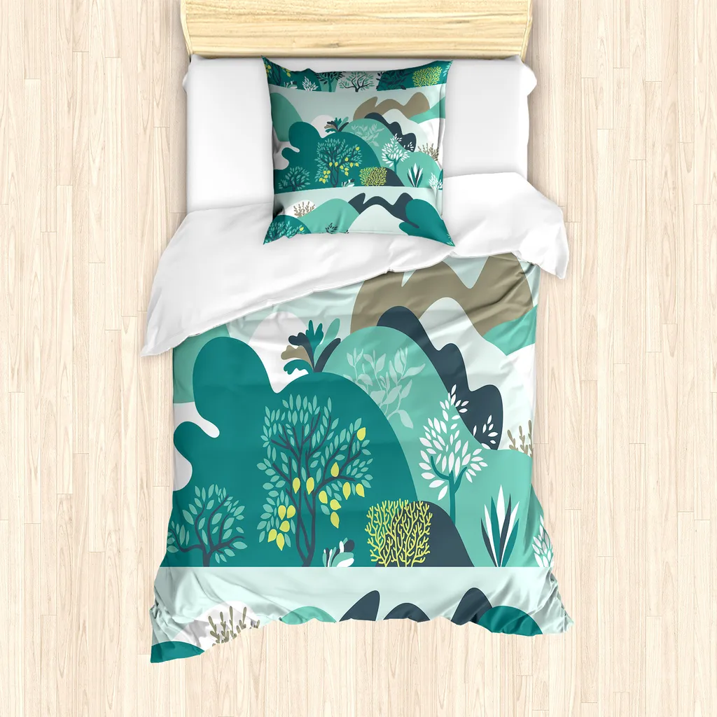 Copripiumino Botanico Verde Scuro ABAKUHAUS 135x200 Federa 80x80