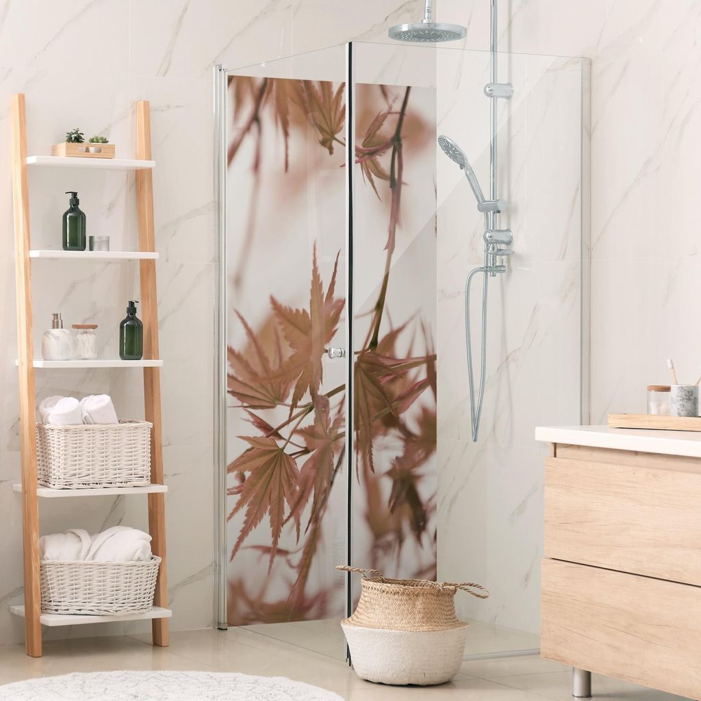 Duschrückwand mit Motiv selbstklebend - 0.61 mm Wandpaneel wasserfest Design rot Motiv Badrückwand fugenlos Premium matt 110x200 cm