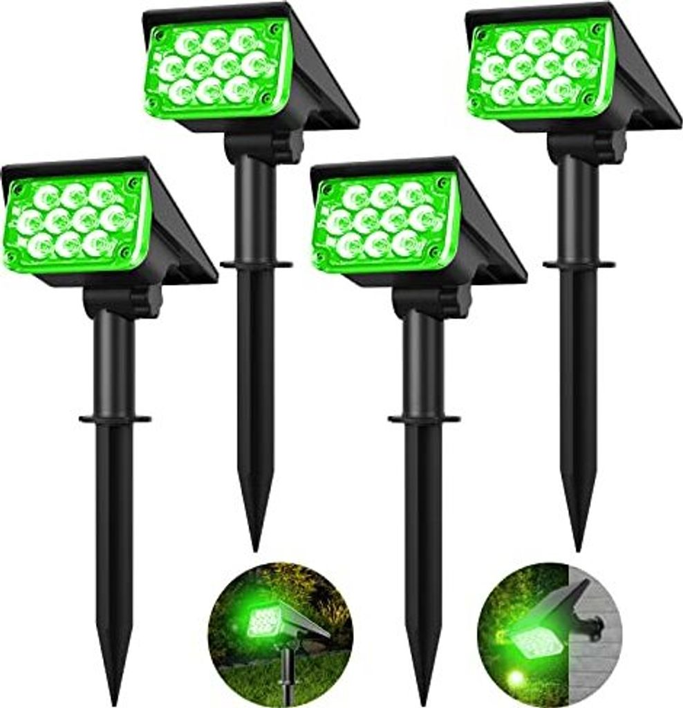 T-Sunus Solar Spotlight Outdoor Verwenden Sie grüne 20 LEDs IP65 wasserdicht 2 Modi Garteneingang Pack 4