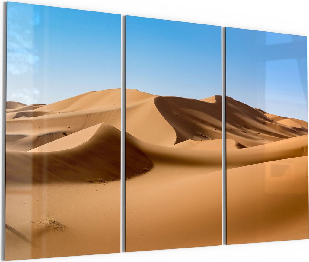 DEQORI Glasbilder Acryl 3x50x100 cm 'Dünenlandschaft' Wandbilder XXL groß
