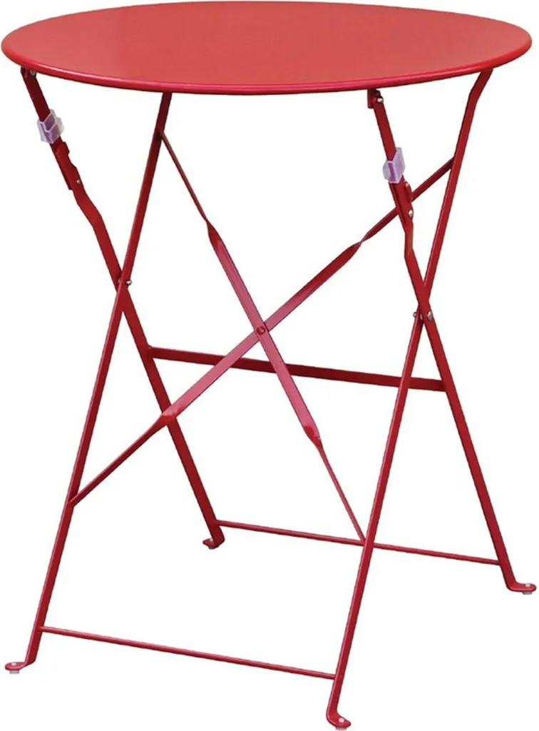 Petite table de jardin ronde en métal rouge pliable Bolero de 60cm