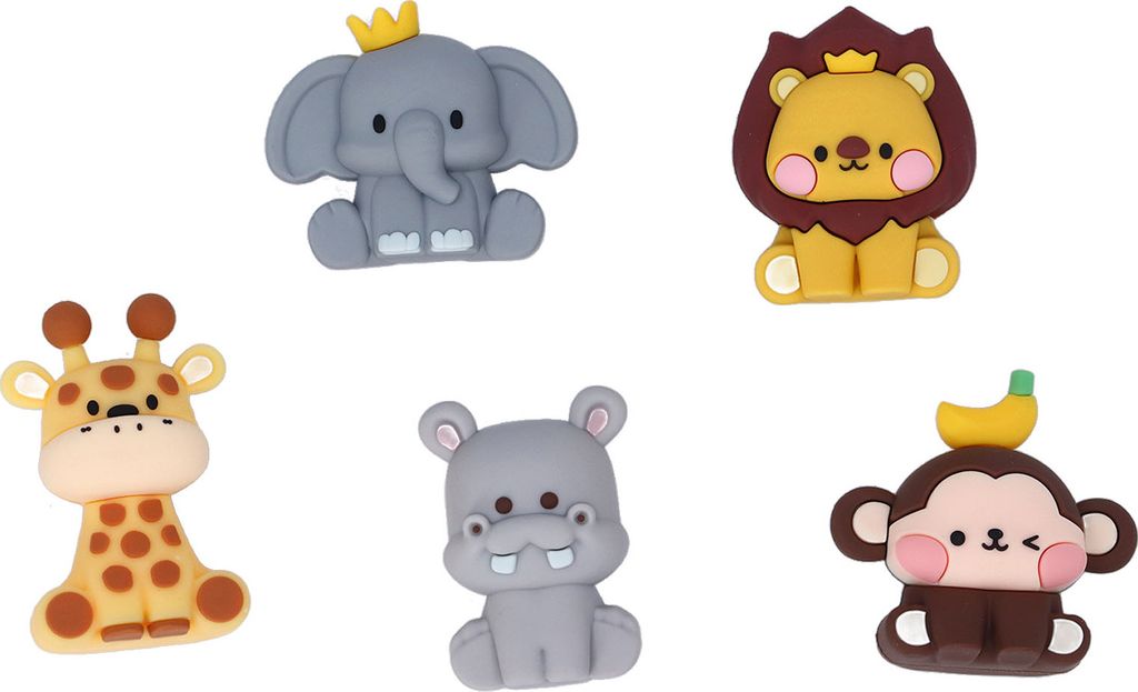 5 Stück Dschungel-Tier Kuchen-Topper, Safari-Figuren aus Gummi, Für Geburtstag & Themenpartys