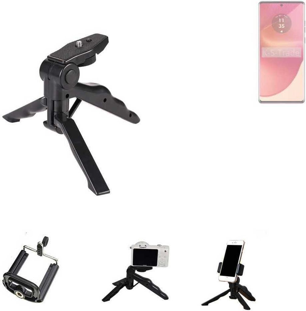 K-S-Trade Stativ Tisch-Ständer Dreibein Handy-Stativ Ständer kompatibel mit Motorola Edge 50 Fusion Global Mini-Stativ Smartphone Tripod