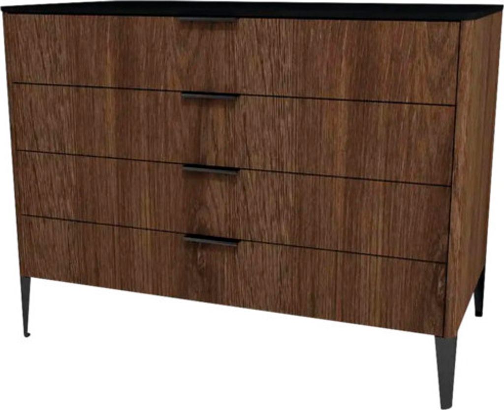 Kommode mit 4 Schubladen Devo Lotos 76x100x53 cm bronze expressive oak/schwarz