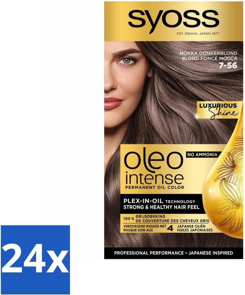 SYOSS – Oleo Intense 7-56 Mokka Dunkelblond – Haarfarbe – Ammoniakfrei – Grauabdeckung – Langanhaltende Farbe - Vorteilspack - 24 Stücke