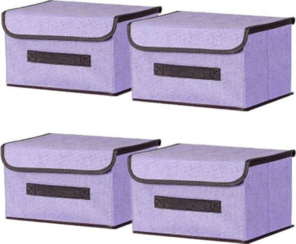 4-fach stoffene Opbergkoffer mit Deckel, 26 x 19 x 16 cm, Kledingorganizer, Kleidungsbox mit Deckel, für Kleidung aufbewahren, Raumorganisation, v...