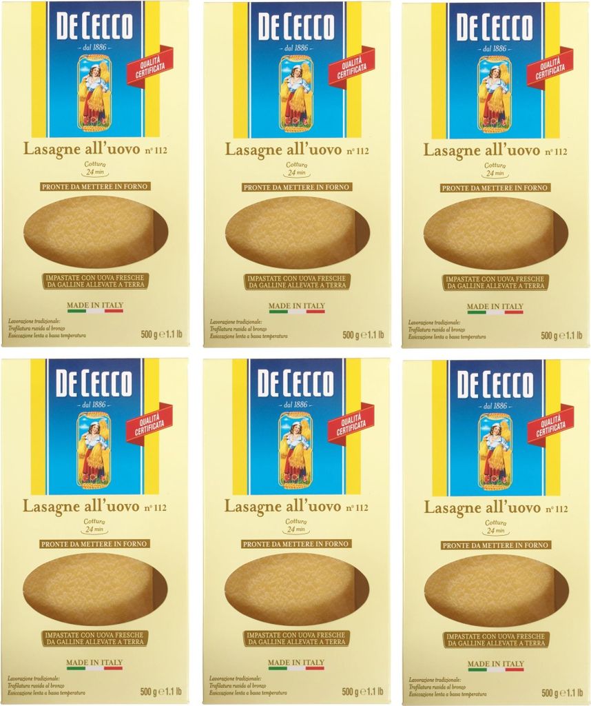 De Cecco Lasagne all Uovo N°112 (6 X 500g) Produktbild 