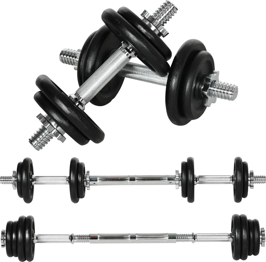 Fortuna Lai Ensemble Haltères Réglables 20kg en Acier Inoxydable Noir