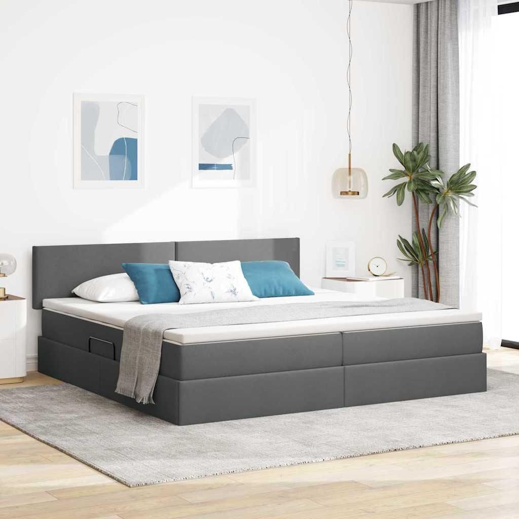 "Schlussverkauf" Aufbewahrungsbett - für 2 Personen - mit Matratze - Dunkelgrau 200x200 cm C172