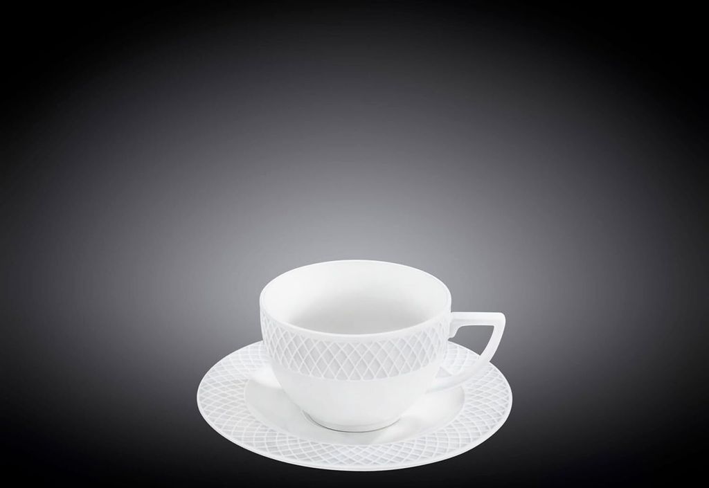 Filiżanka z spodkiem Wilmax, 90 ml, biała porcelana, Zdjęcie produktu 