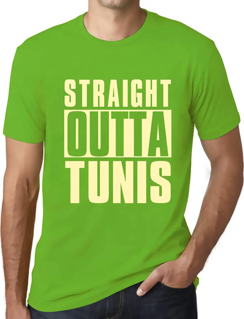 Herren Grafik T-Shirt Straight Outta Tunis Öko-Verantwortlich Vintage Jahrgang Kurzarm Lustige Druck Geburtstag Geschenk Mann