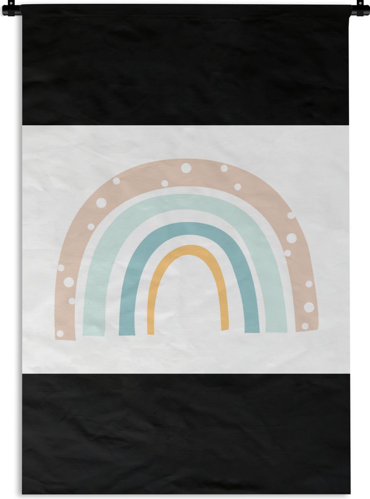 MuchoWow Wandteppich Wandbehang Regenbogen - Kinder - Pastell - Tupfen - Baby 90x67.5 cm Tapisserie Dekoration Wandtuch - Fototeppich - Wand-Skul...