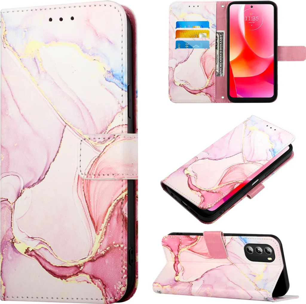 Cover Motorola Moto G 5G 2022 Marmo Rosa | Portafoglio Chic