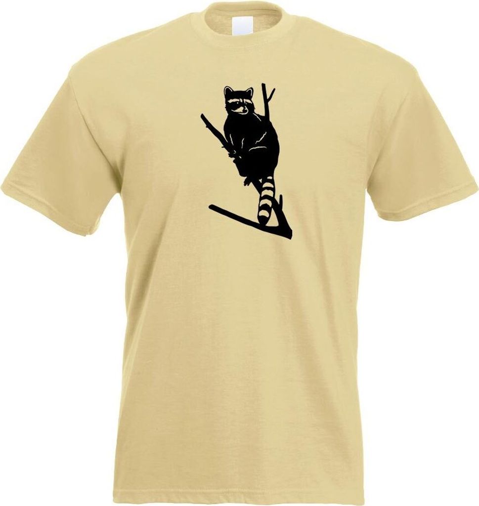 Kiwistar - T-Shirt - Khaki - Waschbär Motiv 1 - Pelz Herren Funshirt Bedruckt Design Sprüche Spruch Motive - mit Motiv Bedruckt - Funshirt Design...