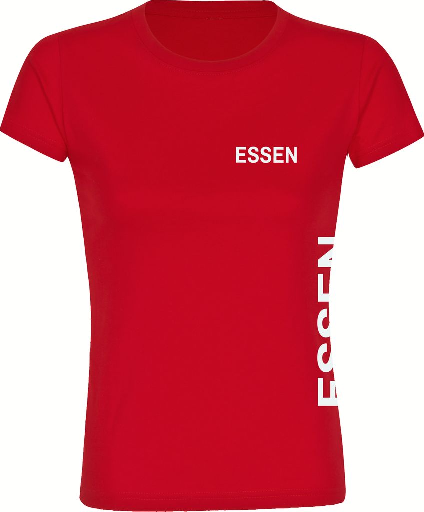 multifanshop Damen T-Shirt - Essen - Brust & Seite, rot, Größe 3XL