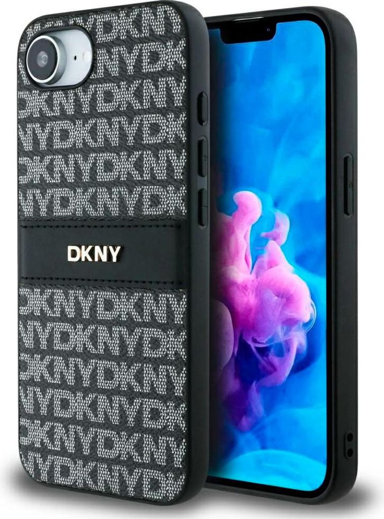 Etui Dkny Repeat Textur Muster mit tonalen Streifen Na Iphone 16E - Czarne