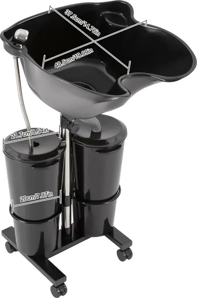 Bac de douche coiffeur pour domicile et salon - Hauteur flexible noir
