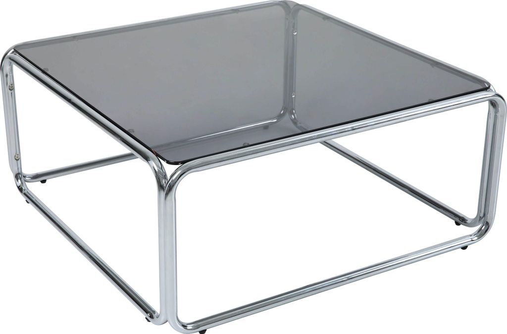Quadratischer Couchtisch (L 90 cm) aus Metall und schwarzem Glas - Oviala Lewis
