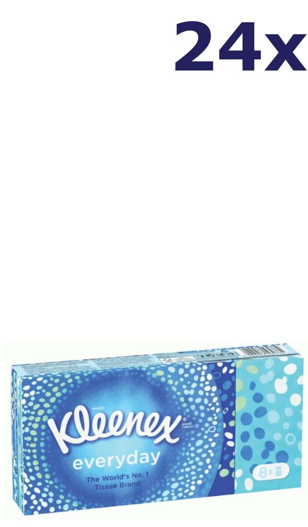 24 Packungen Kleenex Everyday Taschentücher, je 8 x 9 Stück, 3-lagig