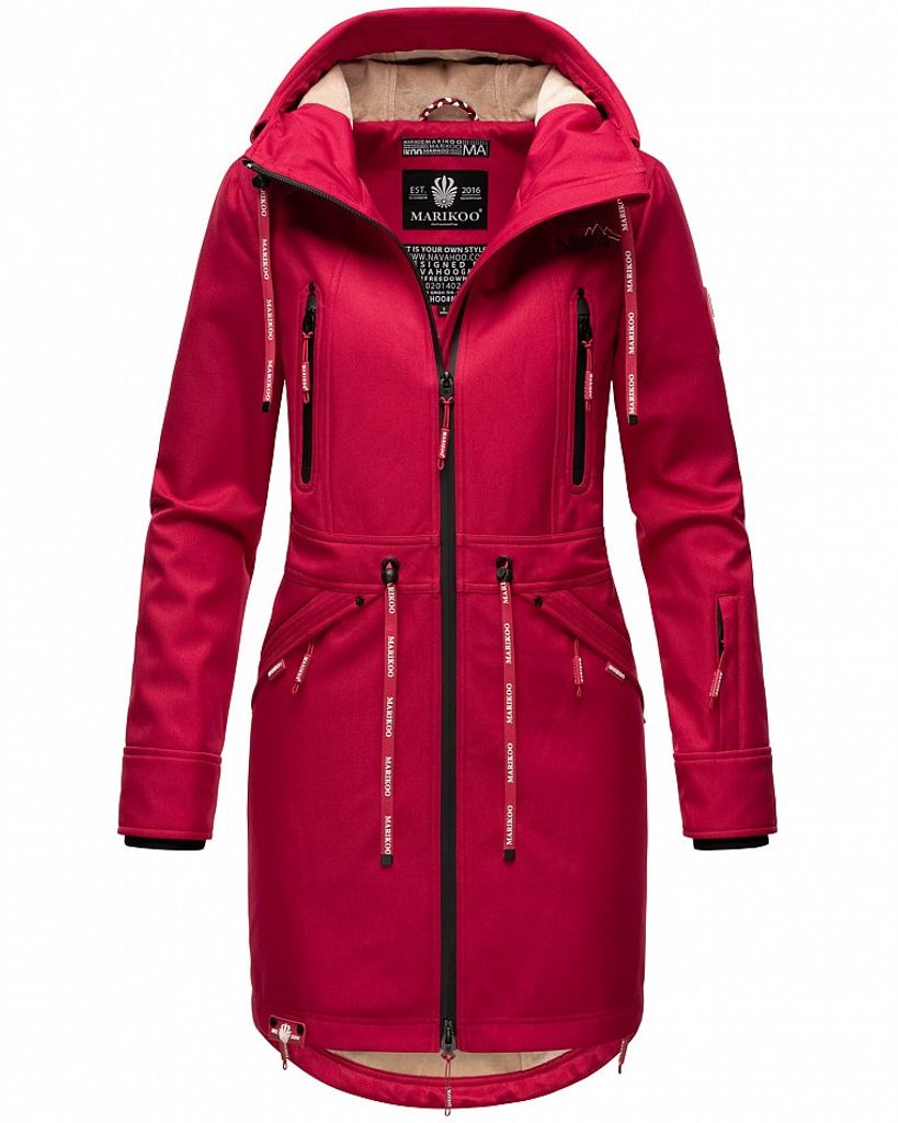 Marikoo Racquellee Wasserdichte Damen Softshell Outdoor Übergangsacke mit Kapuze Regenmantel Fuchsia Gr. 40 - L
